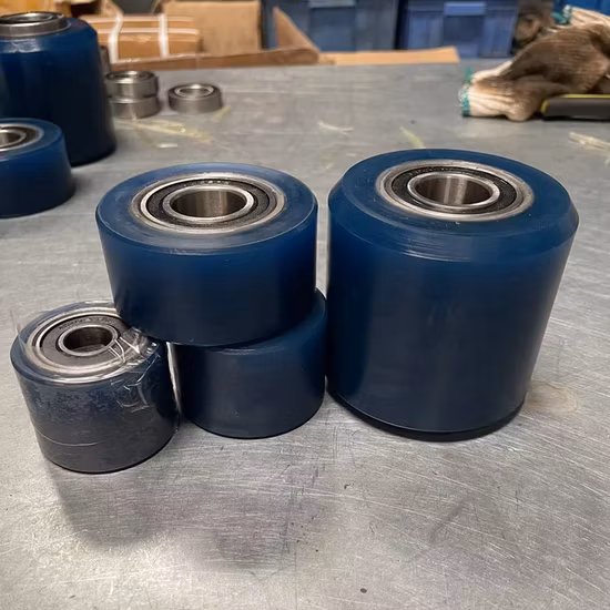 PU Coating Wheel Rubber Roller Bearing 6205RS /90A for Packing Machine